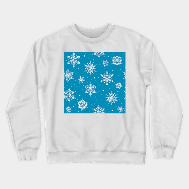 Christmas Folk Snowflakes2 Ice Blue Crewneck Sweatshirt by SSSowers